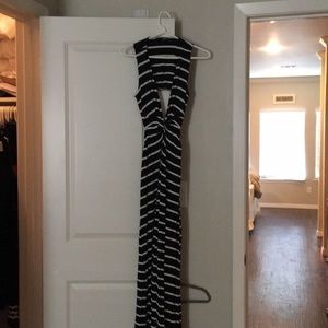 White and black stripe maxi dress